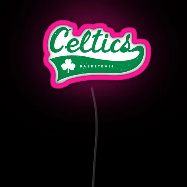 Vintage Celtics Basketball Script Green RGB Neon Sign