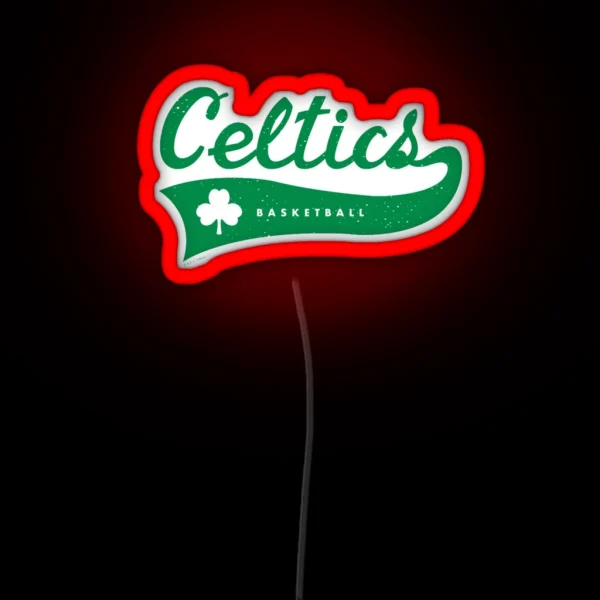 Vintage Celtics Basketball Script Green RGB Neon Sign
