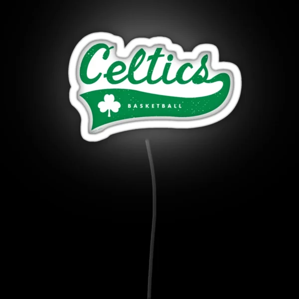 Vintage Celtics Basketball Script Green RGB Neon Sign