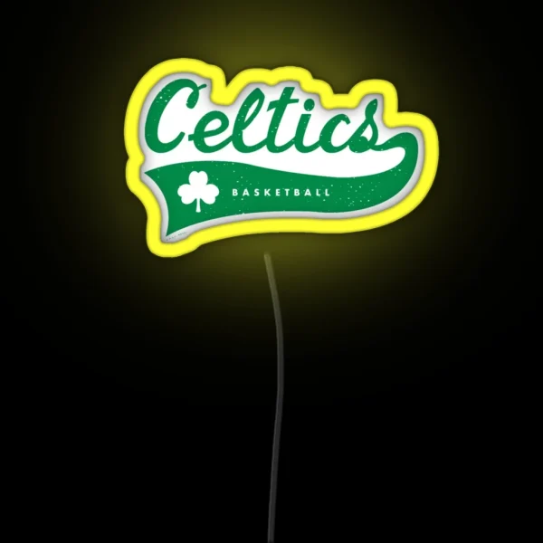 Vintage Celtics Basketball Script Green RGB Neon Sign