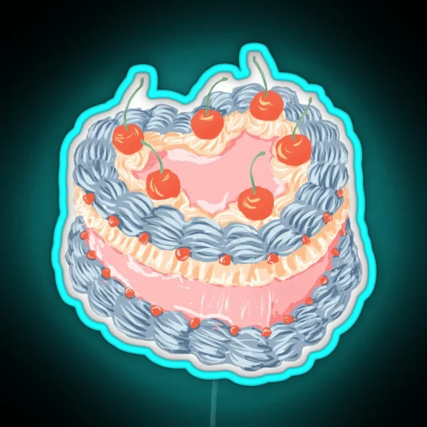 Vintage Cherry Buttercream Cake RGB Neon Sign