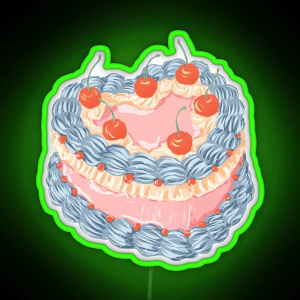 Vintage Cherry Buttercream Cake RGB Neon Sign