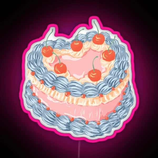 Vintage Cherry Buttercream Cake RGB Neon Sign