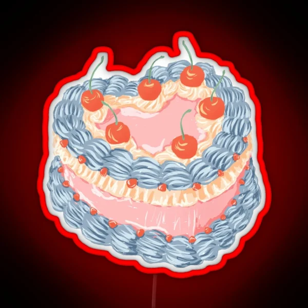 Vintage Cherry Buttercream Cake RGB Neon Sign