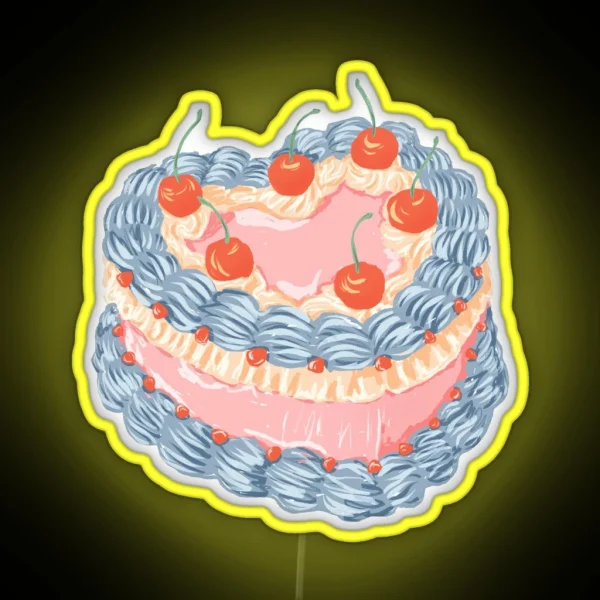 Vintage Cherry Buttercream Cake RGB Neon Sign