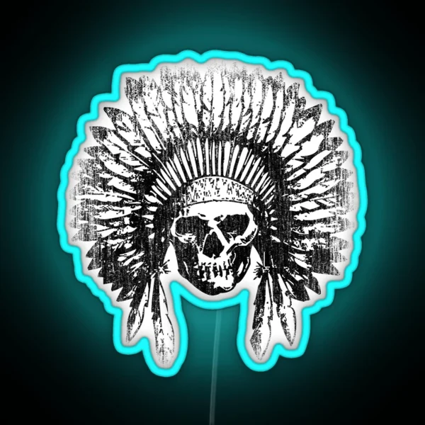 Vintage Chief Skull Design RGB Neon Sign