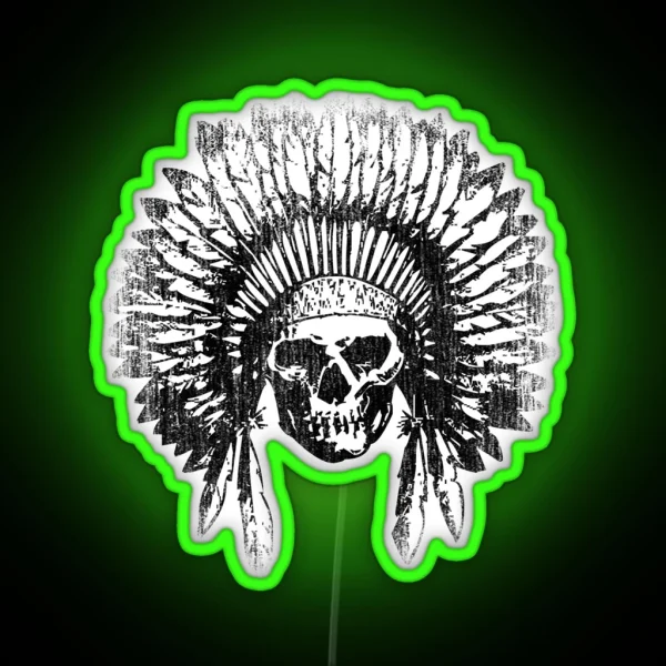 Vintage Chief Skull Design RGB Neon Sign