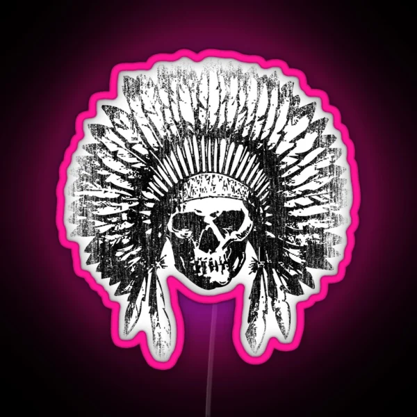 Vintage Chief Skull Design RGB Neon Sign