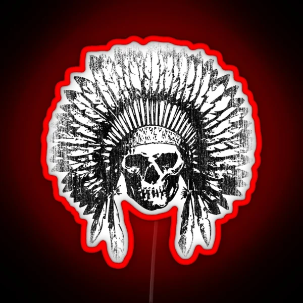 Vintage Chief Skull Design RGB Neon Sign