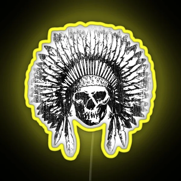 Vintage Chief Skull Design RGB Neon Sign