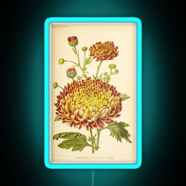 Vintage Chrysanthemum RGB Neon Sign