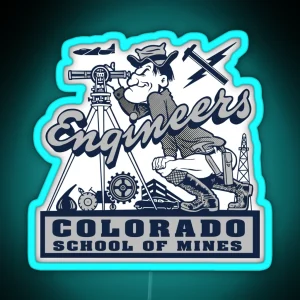 Vintage Colorado School Of Mines Engineering Electrical Mechanical Chemical Led RGB Neon Sign