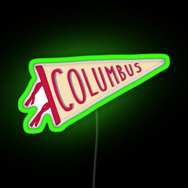 Vintage Columbus Pennant Flag RGB Neon Sign