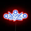 Softly glowing vintage cornflower motif in radiant RGB neon color.
