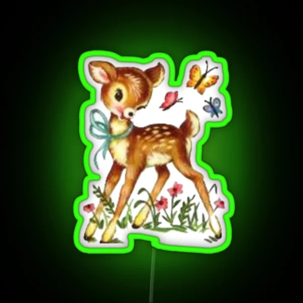 Vintage Cottagecore Deer Fawn Led RGB Neon Sign