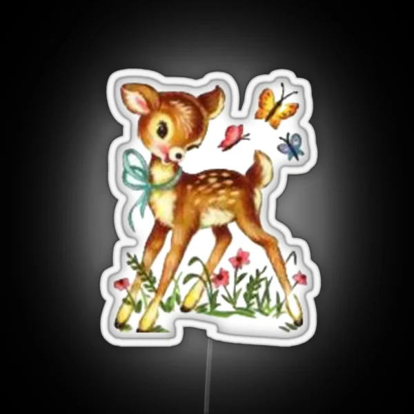 Vintage Cottagecore Deer Fawn Led RGB Neon Sign