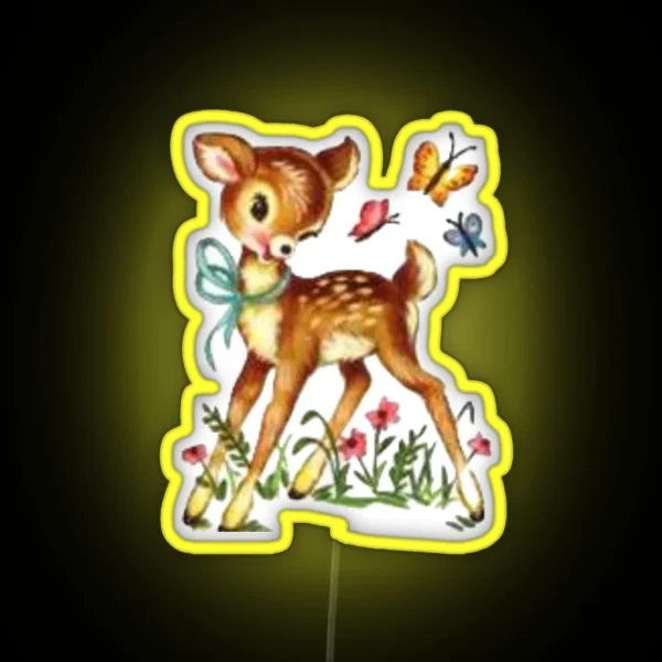 Vintage Cottagecore Deer Fawn Led RGB Neon Sign