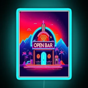 Vintage Desert Landscape Open Bar Neon RGB Neon Sign