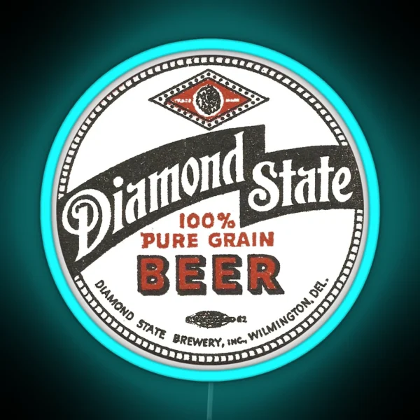 Vintage Diamond State 100 Pure Grain Beer RGB Neon Sign