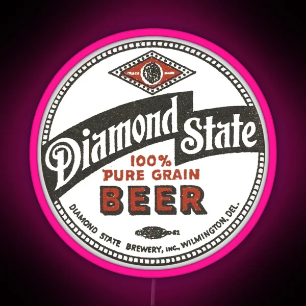 Vintage Diamond State 100 Pure Grain Beer RGB Neon Sign