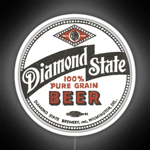 Vintage Diamond State 100 Pure Grain Beer Diamond State Brewery Wilmington Delaware RGB Neon Sign