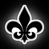 Vintage French-inspired Fleur de lis LED neon sign installation art.