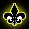 Classic French-inspired LED Fleur de Lis decorative lighted display sign.