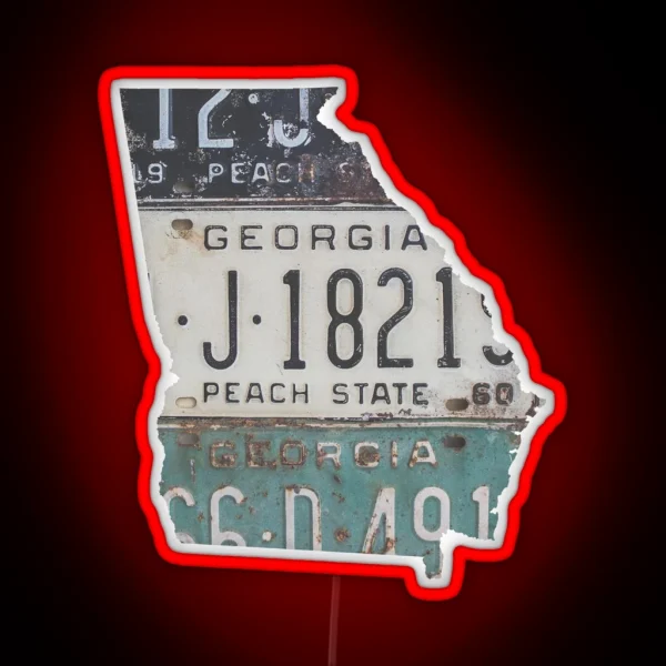 Vintage Georgia License Plates RGB Neon Sign