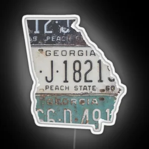 Vintage Georgia License Plates RGB Neon Sign