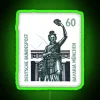 Vintage German Postage Stamp Inspired Retro Neon Decorative Sign Artwork