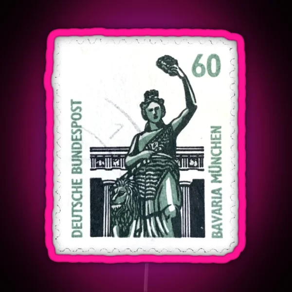 Vintage German Bavaria Munich Postage Stamp RGB Neon Sign