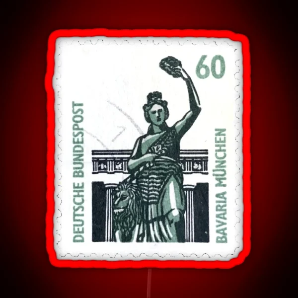Vintage German Bavaria Munich Postage Stamp RGB Neon Sign