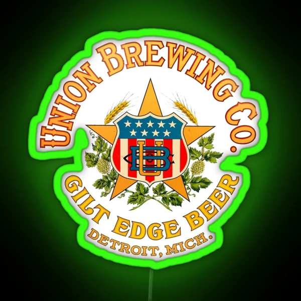 Vintage Gilt Edge Beer Unioin Brewing Co Detroit RGB Neon Sign