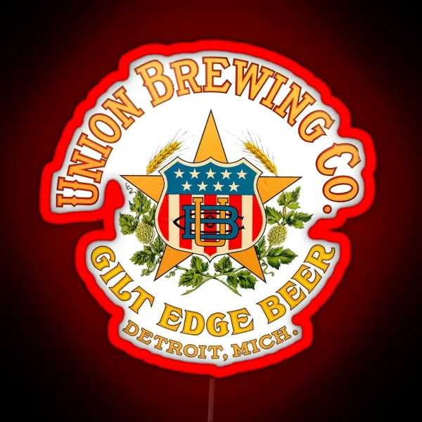 Vintage Gilt Edge Beer Unioin Brewing Co Detroit RGB Neon Sign