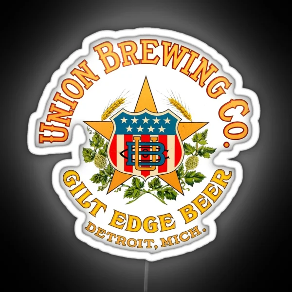 Vintage Gilt Edge Beer Unioin Brewing Co Detroit RGB Neon Sign