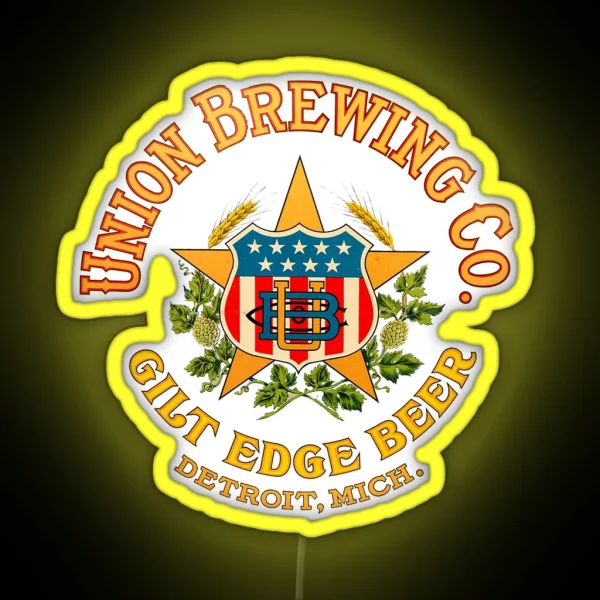 Vintage Gilt Edge Beer Unioin Brewing Co Detroit RGB Neon Sign