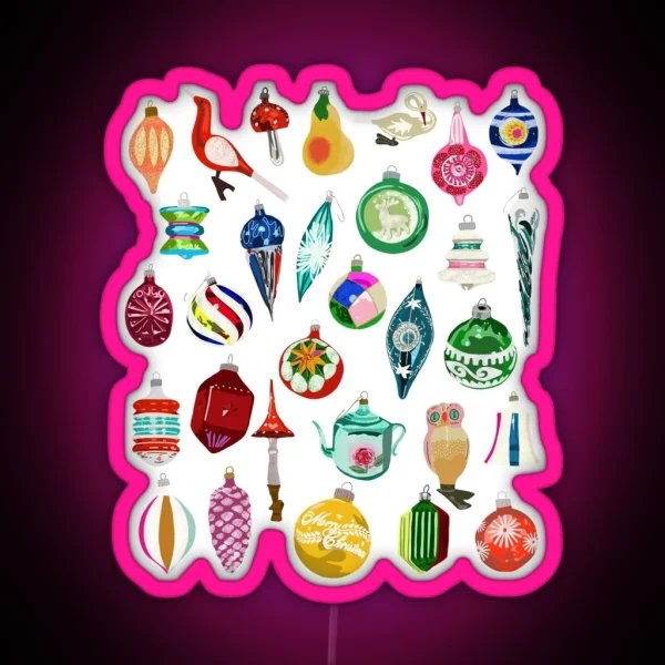 Vintage Glass Ornaments RGB Neon Sign