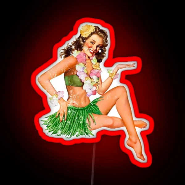 Vintage Hawaiian Hula Girl RGB Neon Sign