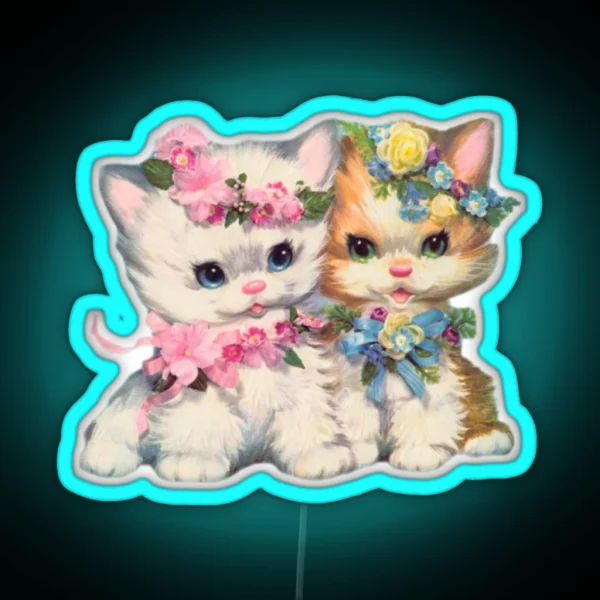Vintage Kitten Twins RGB Neon Sign