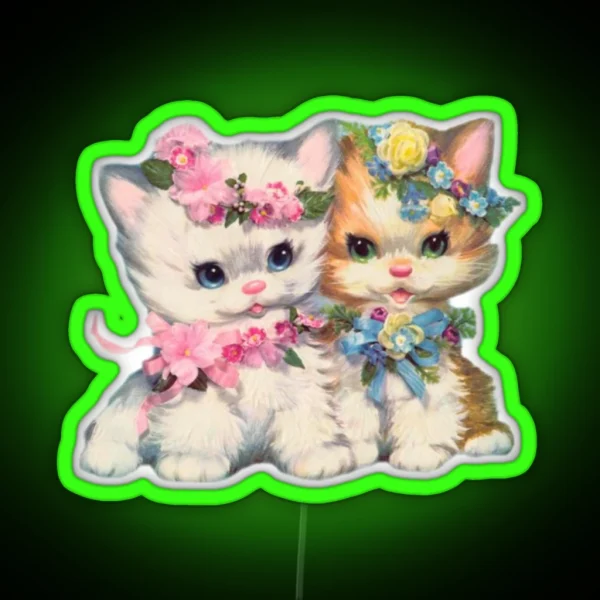 Vintage Kitten Twins RGB Neon Sign