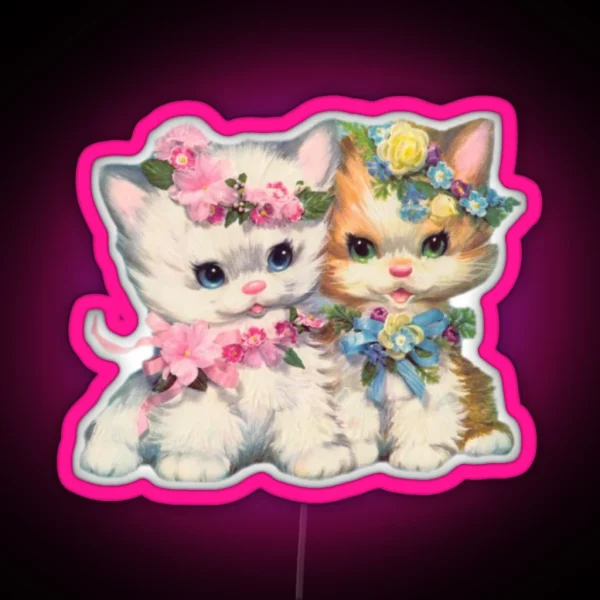 Vintage Kitten Twins RGB Neon Sign