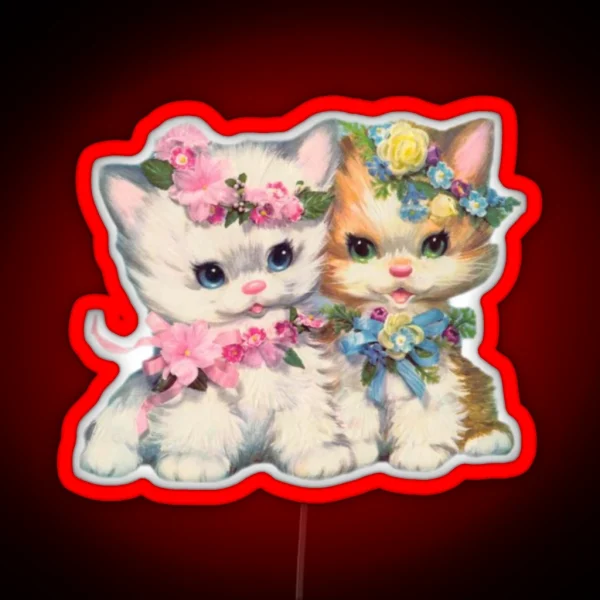 Vintage Kitten Twins RGB Neon Sign