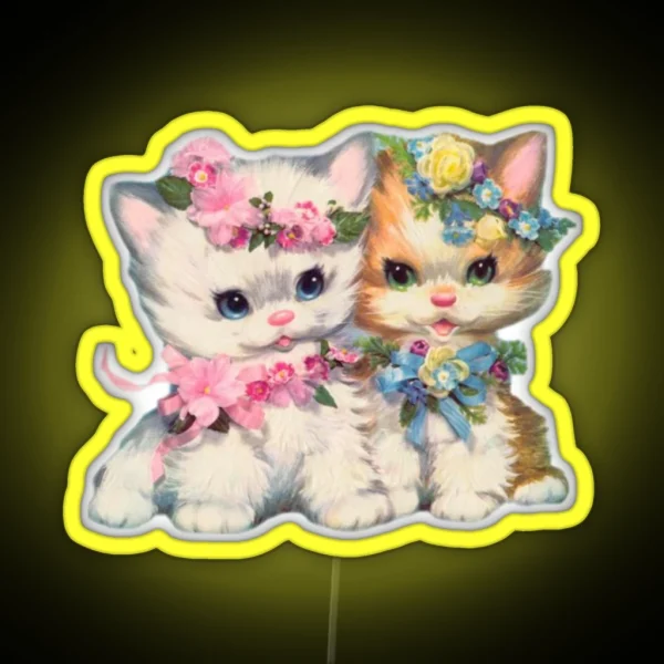 Vintage Kitten Twins RGB Neon Sign