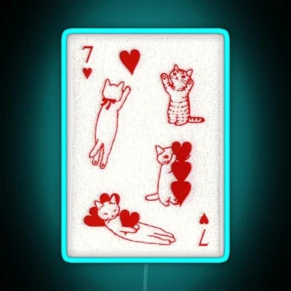 Vintage Kittens Playing Card RGB Neon Sign