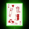 Whimsical vintage kittens playing card themed rgb neon wall decor.