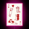 Retro style kittens play cards on vibrant RGB neon artwork