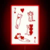 Retro Whimsy Wall Decor with Color-Changing Kittens Playing Neon Cards