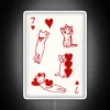 Whimsical LED Sign Featuring Adorable Vintage Kitten Playing Card Illustrations.