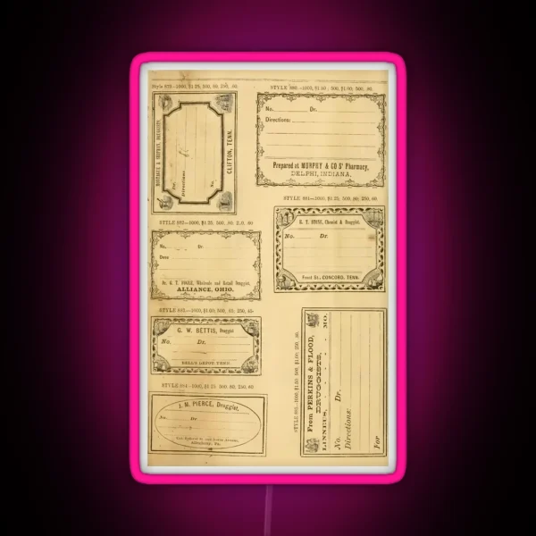 Vintage Labels RGB Neon Sign