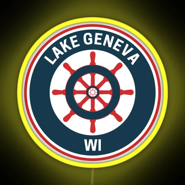 Vintage Lake Geneva Wisconsin RGB Neon Sign